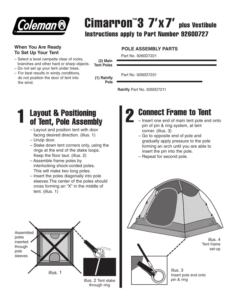 Coleman Cimarron User Manual | 2 pages