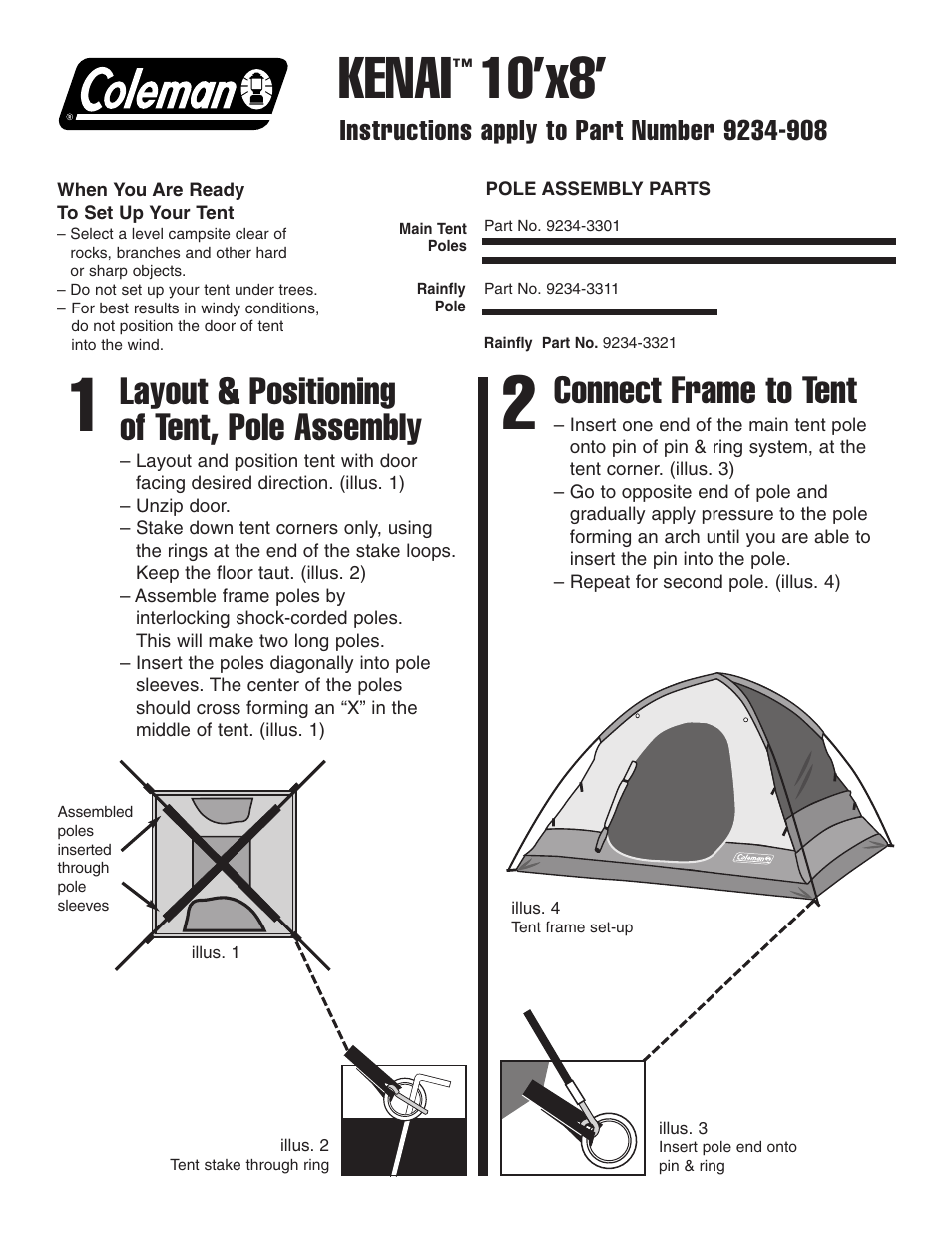 Coleman Kenai 10'x8' User Manual | 2 pages