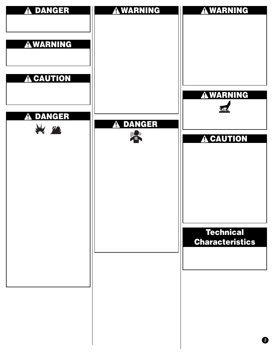 Danger, Warning, Caution | Technical characteristics | Coleman 9944 User Manual | Page 3 / 40