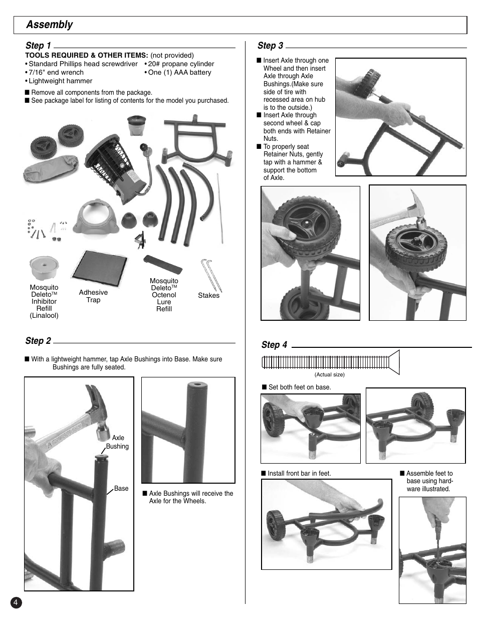 Assembly, Step 3 step 1, Step 2 | Step 4 | Coleman 2200 SYSTEM User Manual | Page 4 / 12