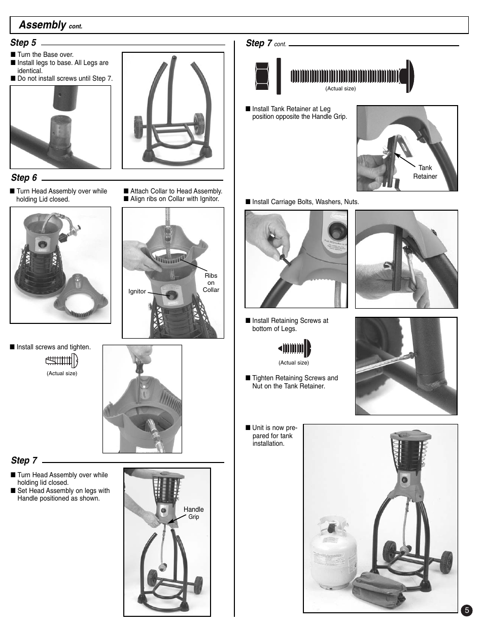 Assembly, Step 5, Step 7 | Step 6 | Coleman 2200 SYSTEM User Manual | Page 5 / 12