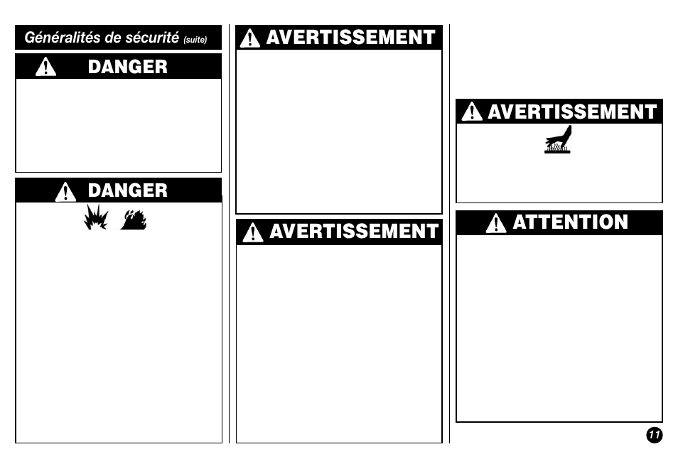 Avertissement, Attention, Danger | Généralités de sécurité | Coleman 5029 User Manual | Page 11 / 24