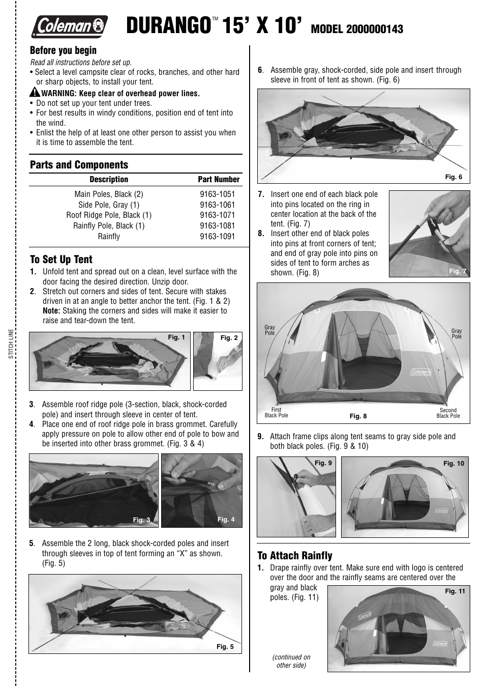 Coleman DURANGO 2000000143 User Manual | 2 pages