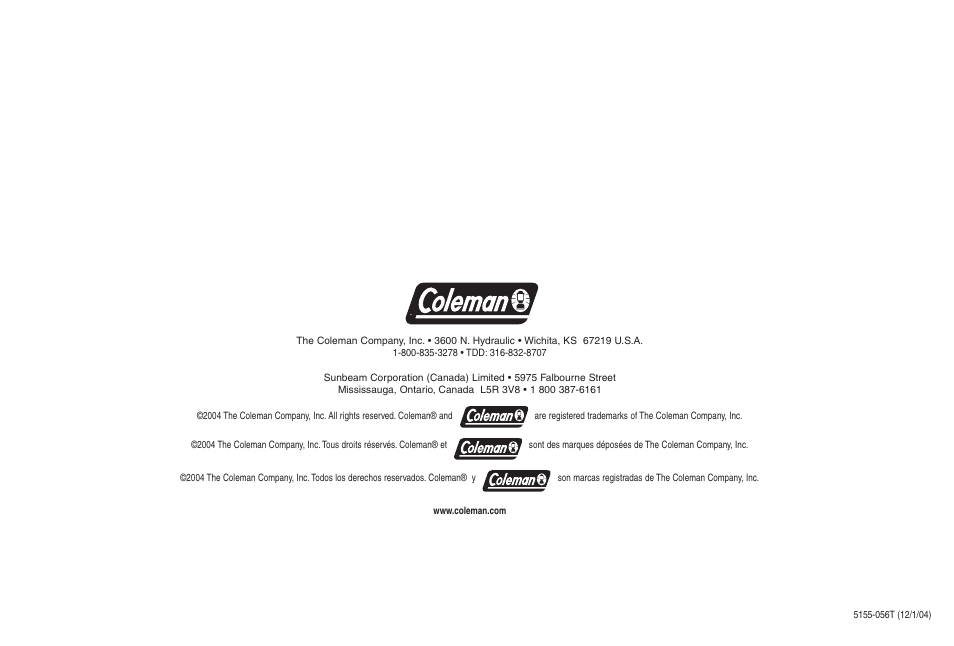 Coleman 5155A706 User Manual | Page 32 / 32