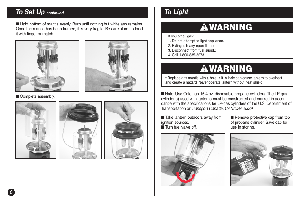 Warning | Coleman 5155A706 User Manual | Page 6 / 32