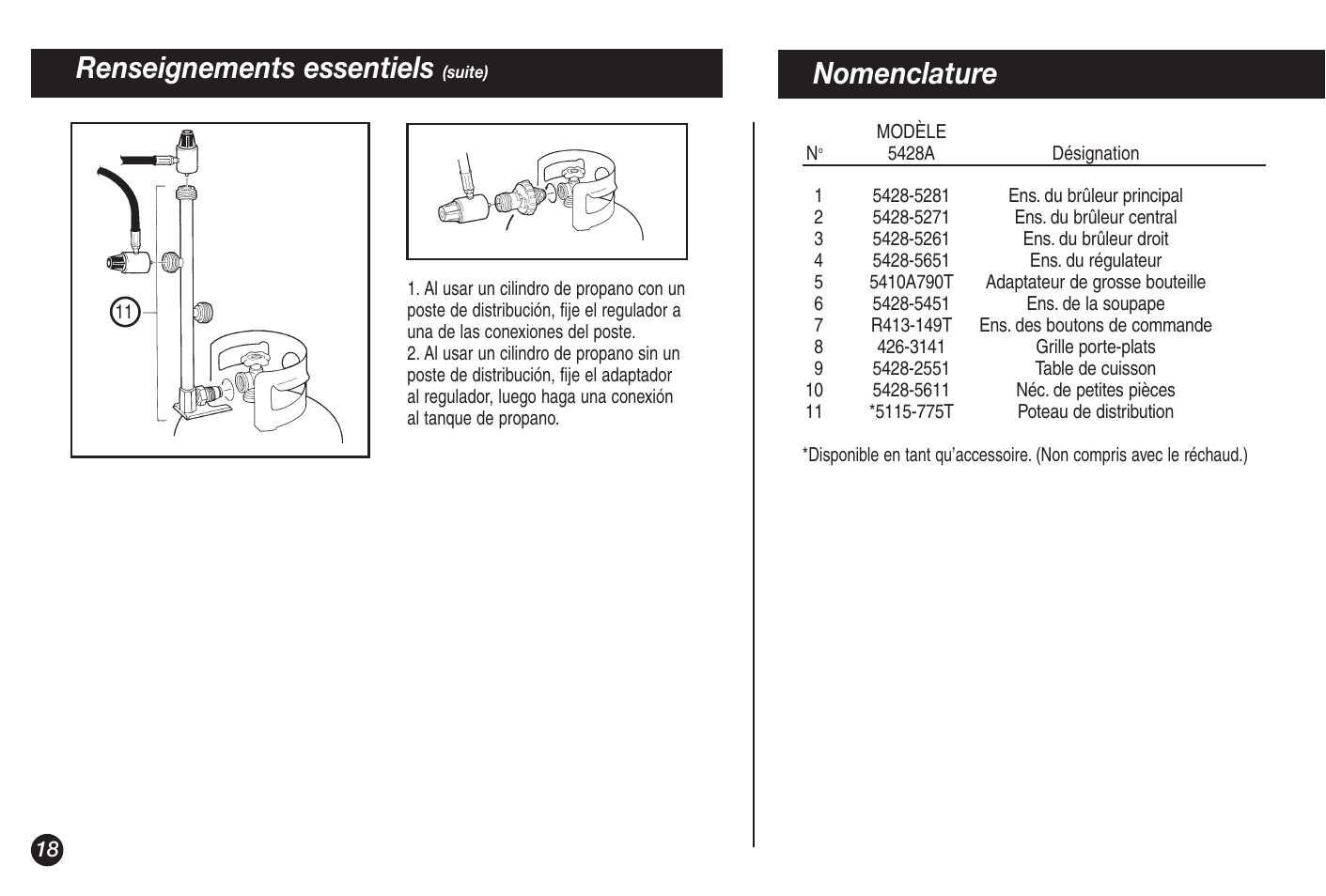 Nomenclature, Renseignements essentiels | Coleman 5428A Series User Manual | Page 18 / 32