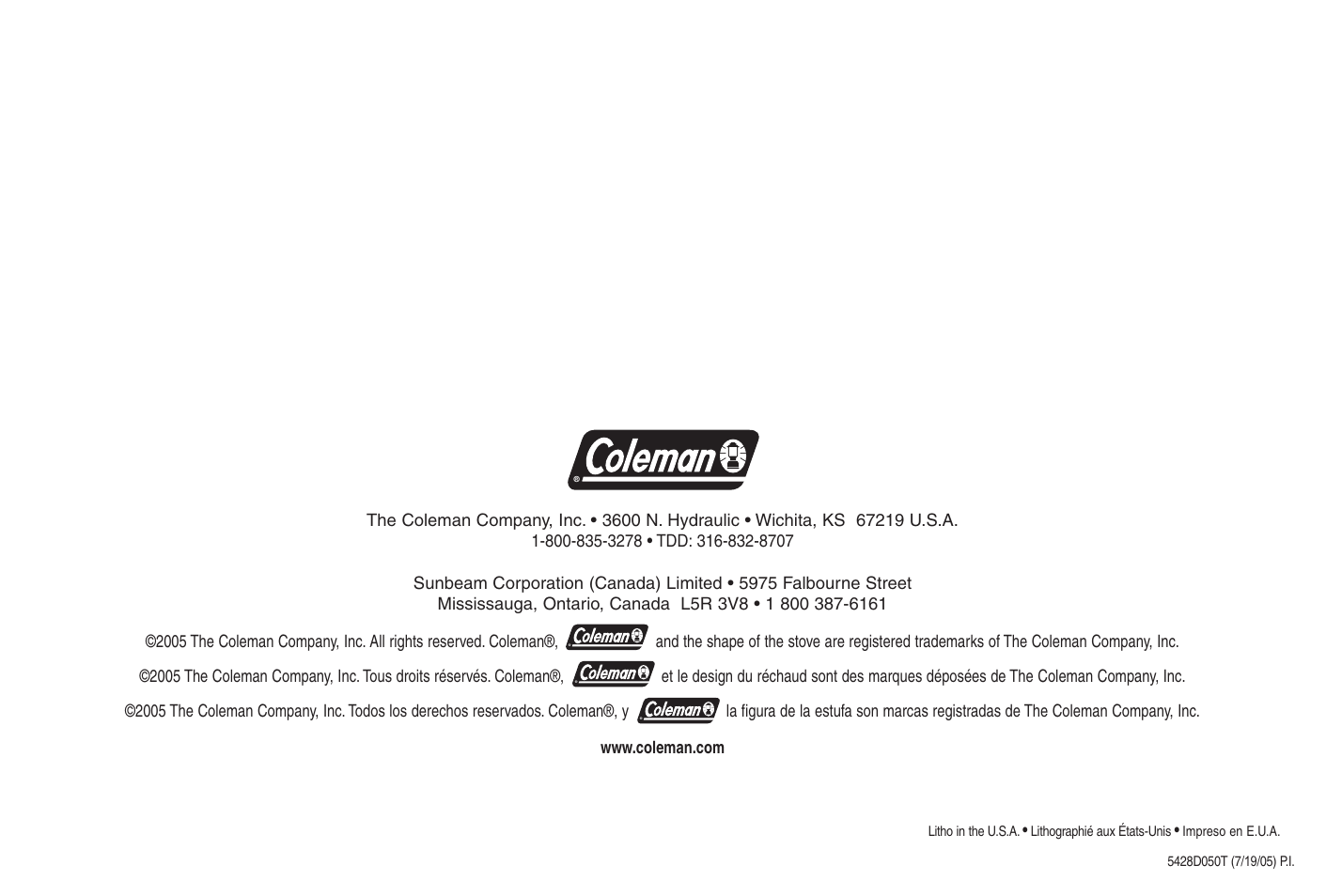 Coleman 5428A Series User Manual | Page 32 / 32