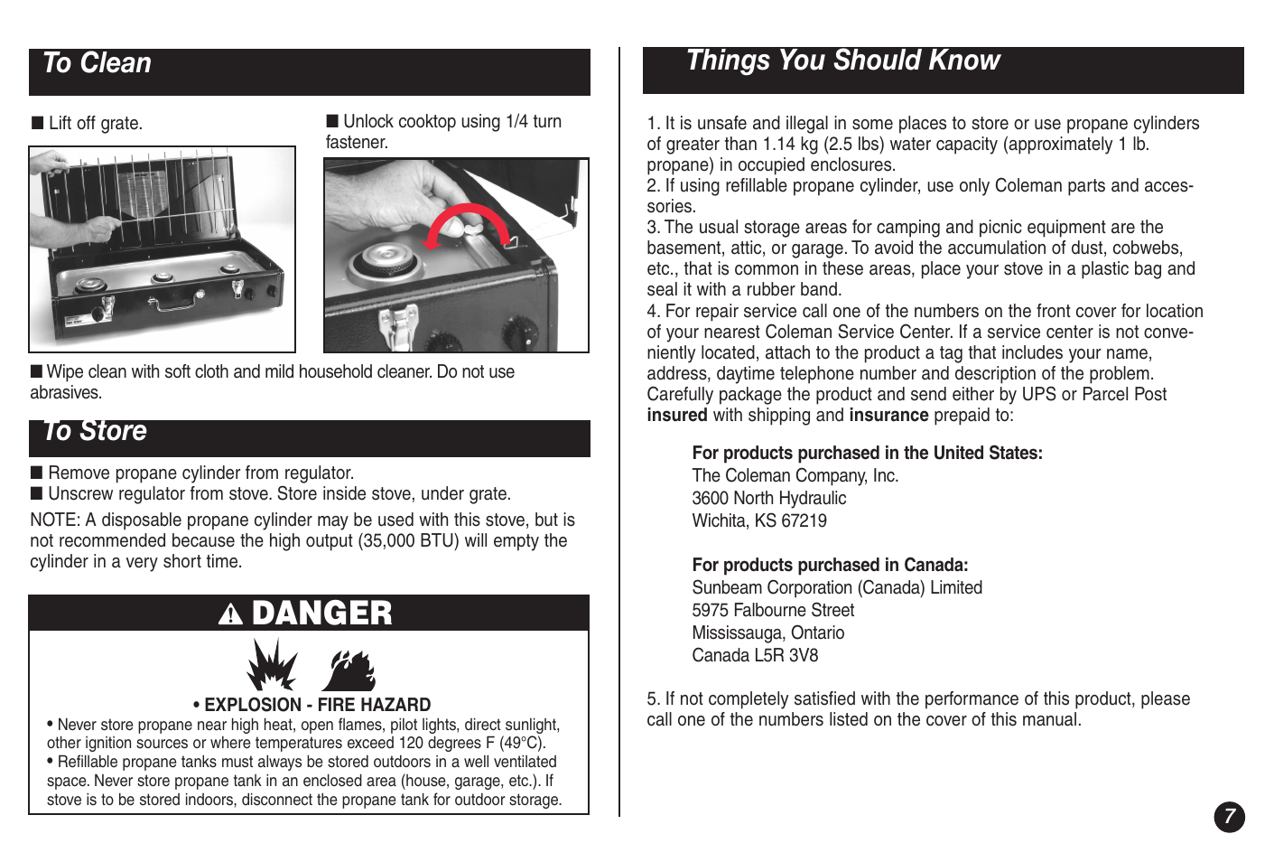 Danger | Coleman 5428A Series User Manual | Page 7 / 32