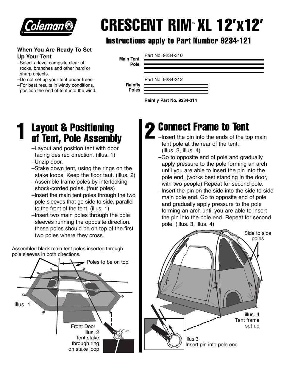 Coleman CRESCENT RIM 9234-121 User Manual | 2 pages