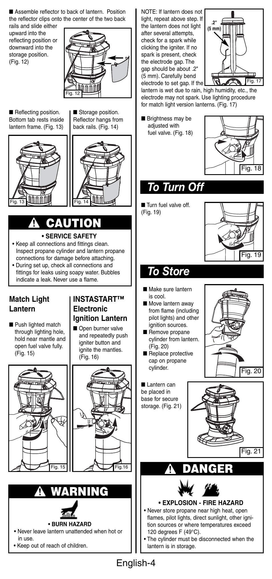 Caution, Warning, Danger | English-4 | Coleman 5177 User Manual | Page 5 / 24