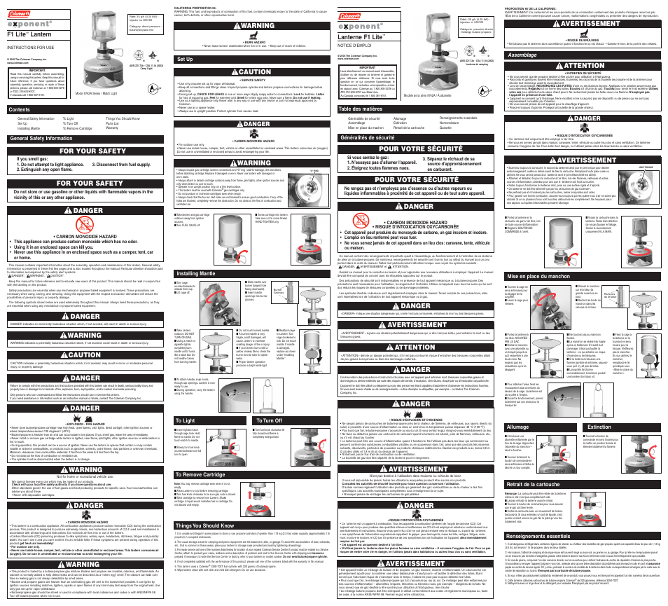 Coleman 9742A Series User Manual | 2 pages