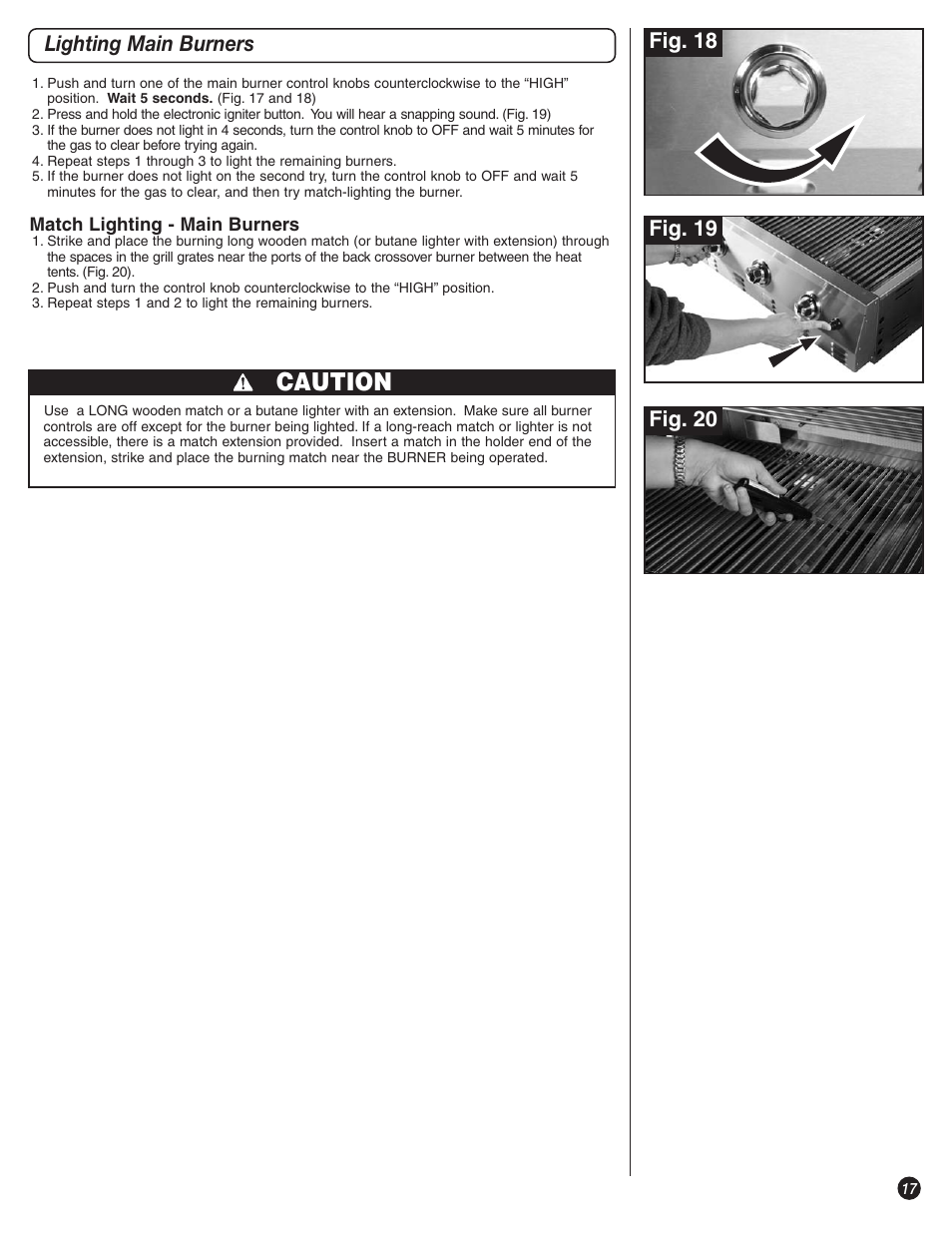 Caution, Lighting main burners | Coleman 8350 Series User Manual | Page 17 / 28