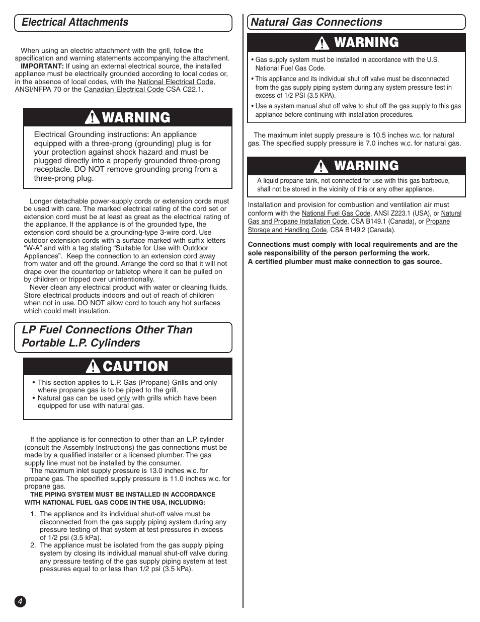 Warning, Caution | Coleman 8350 Series User Manual | Page 4 / 28