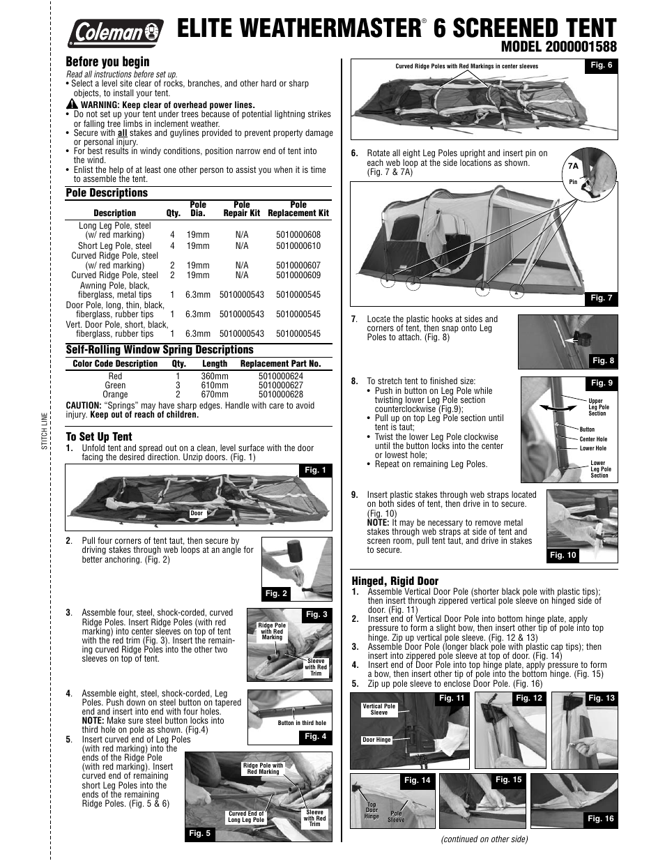 Coleman ELITE WEATHERMASTER 2000001588 User Manual | 2 pages