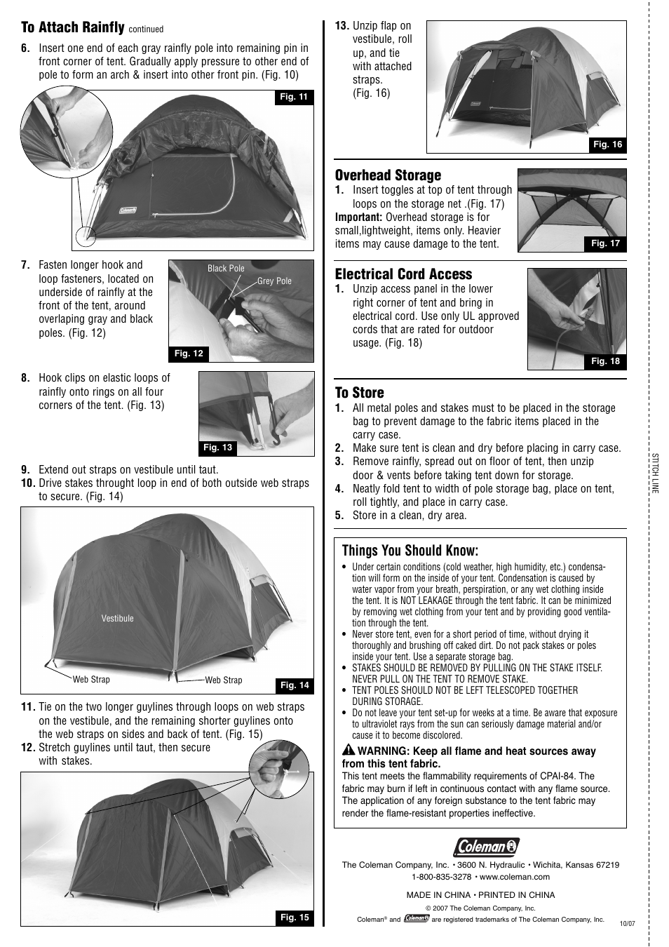 Electrical cord access, Things you should know, Overhead storage | Coleman KVIKA 2000001059 User Manual | Page 2 / 2