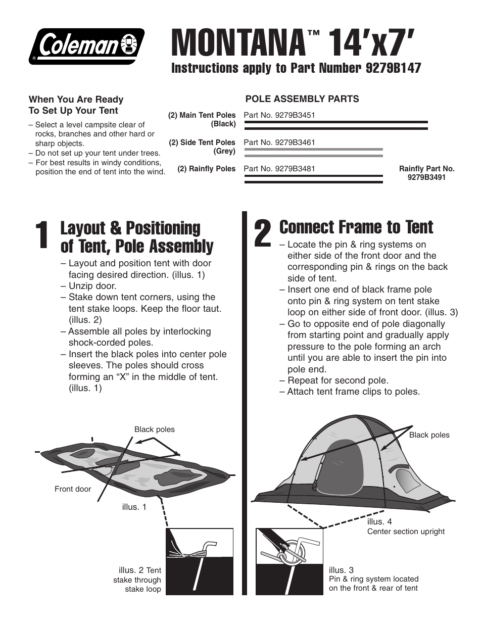 Coleman Monotana 9279B147 User Manual | 2 pages