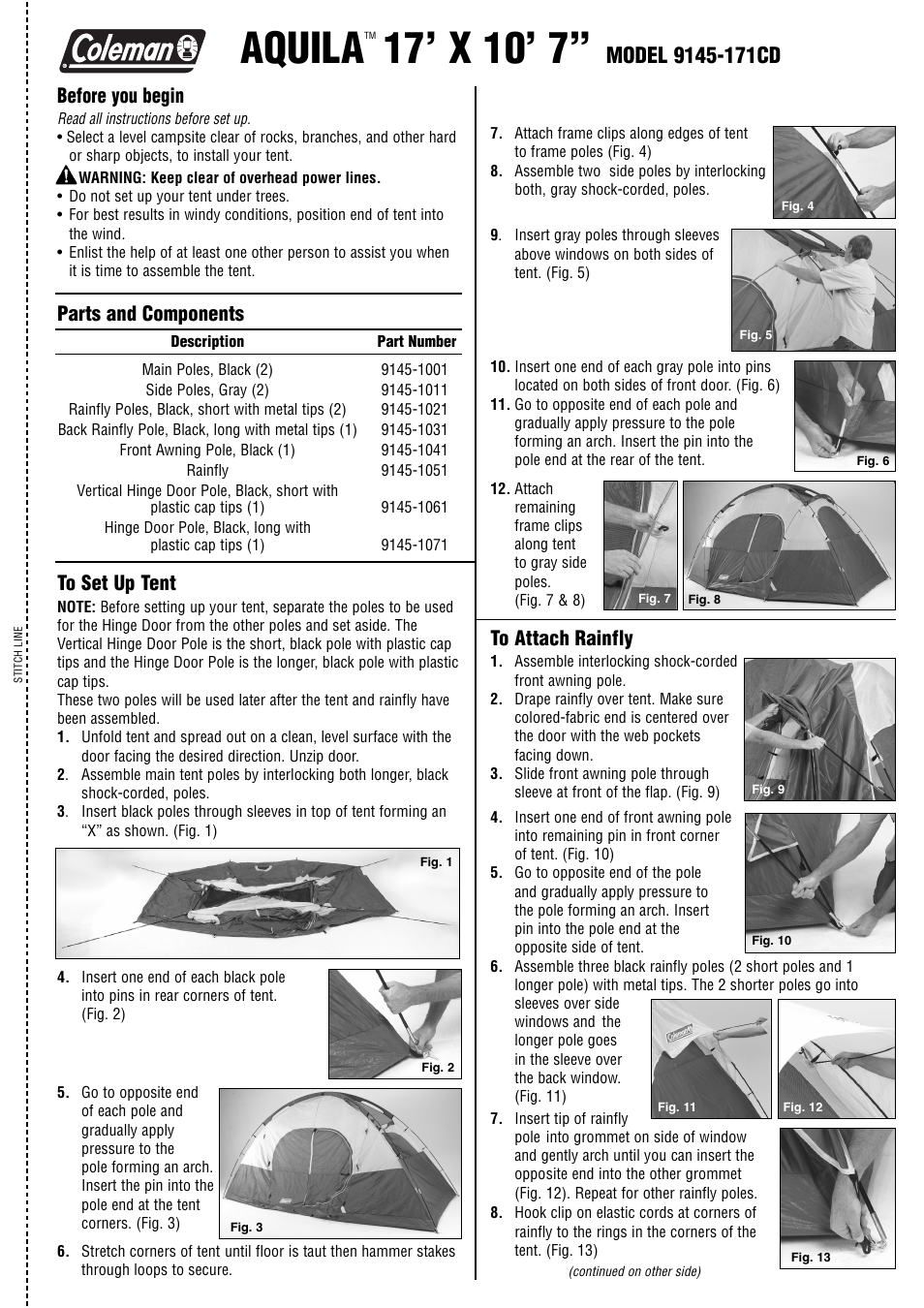 Coleman Aquila 9145-171CD User Manual | 2 pages