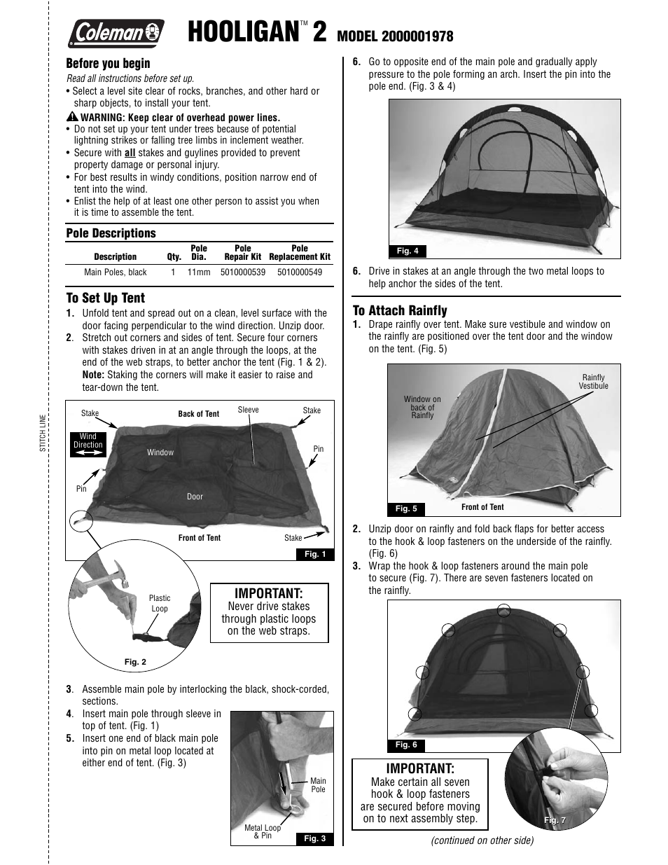 Coleman HOOLIGAN 2000001978 User Manual | 2 pages