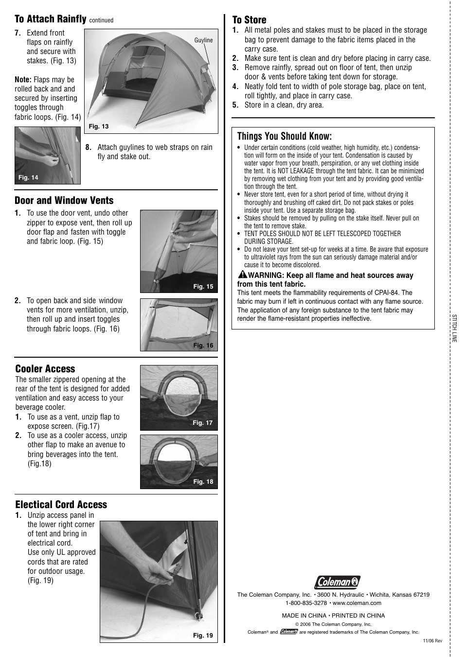 Things you should know, Door and window vents, Cooler access | Electical cord access | Coleman 9277-907 User Manual | Page 2 / 2