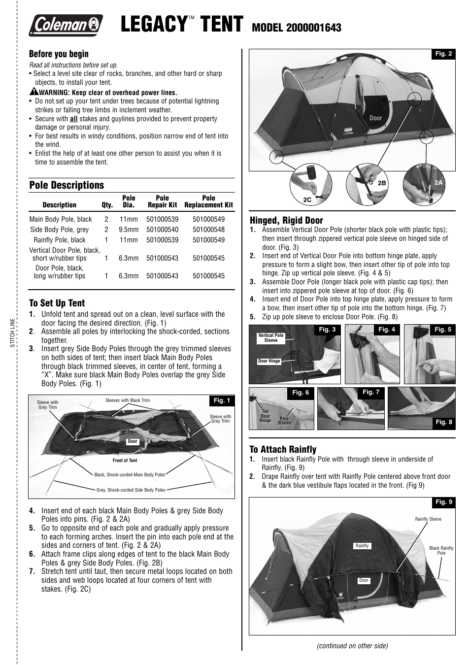 Coleman 2000001643 User Manual | 2 pages