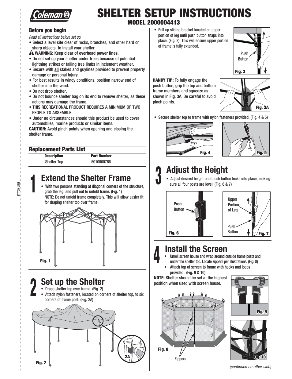 Coleman 2000004413 User Manual | 2 pages