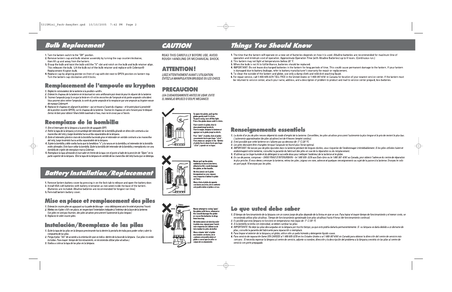 Coleman Pack-Away 5315 User Manual | Page 2 / 2