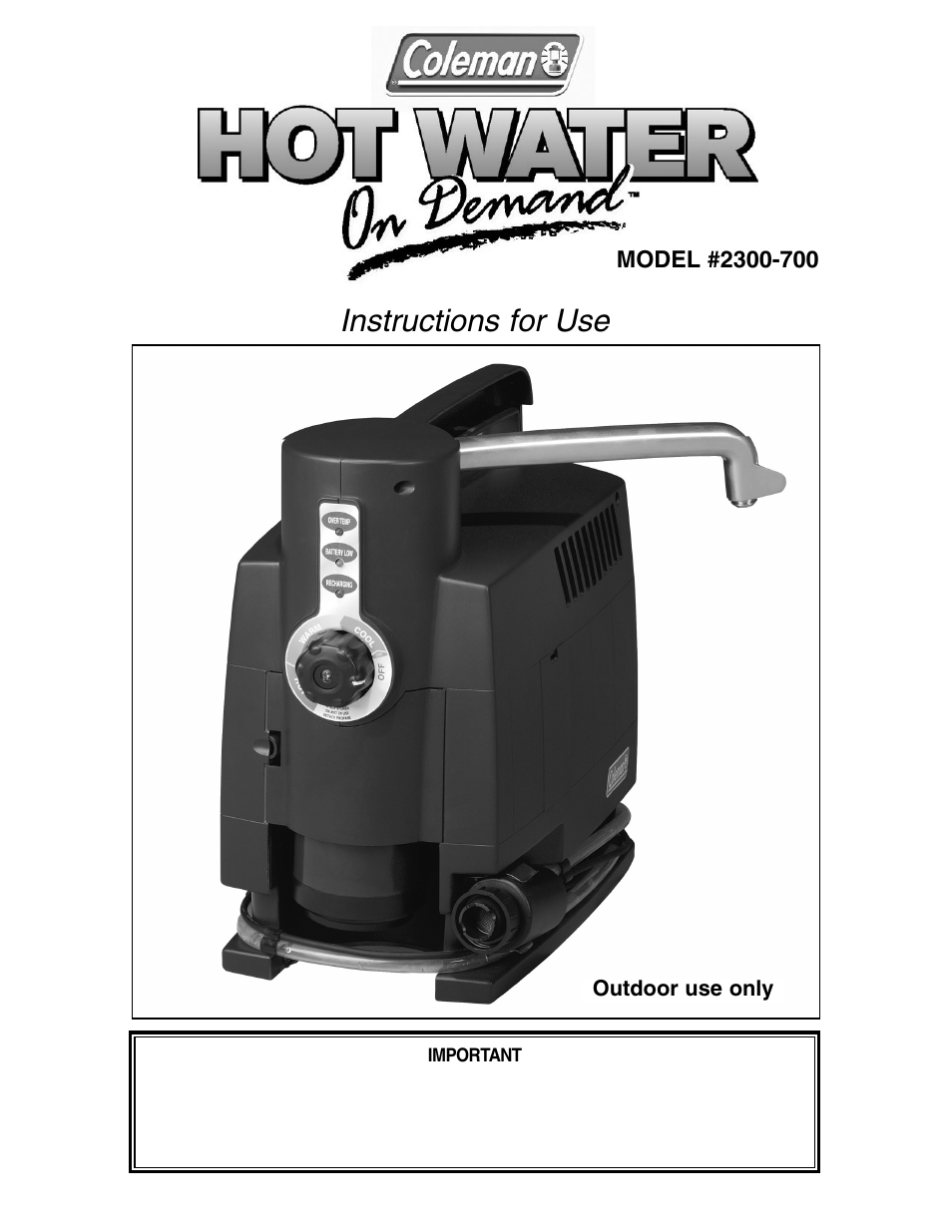 Coleman 2300-700 User Manual | 12 pages