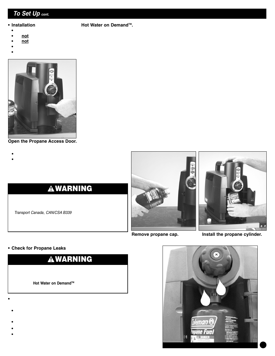 Warning | Coleman 2300-700 User Manual | Page 5 / 12