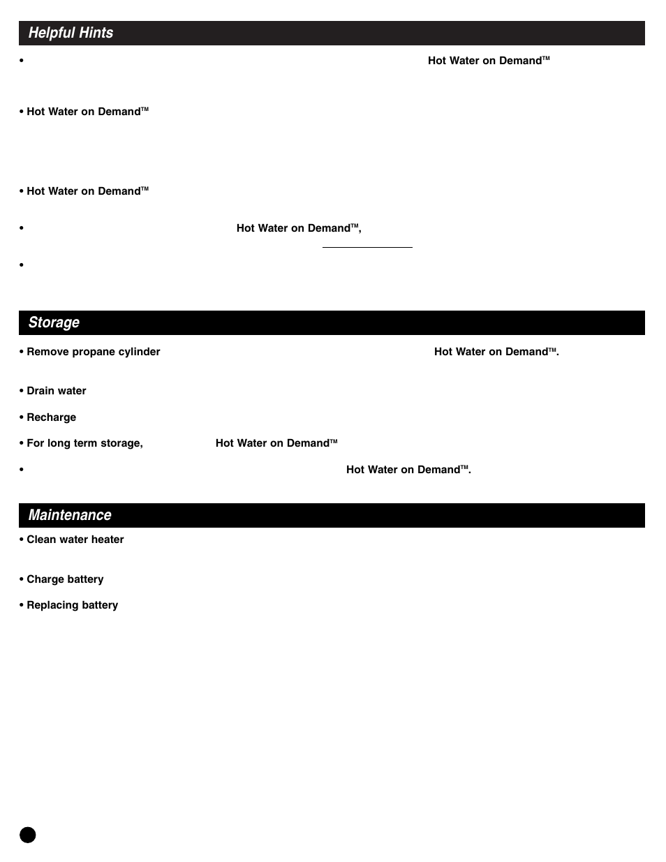 Helpful hints, Storage, Maintenance | Coleman 2300-700 User Manual | Page 8 / 12