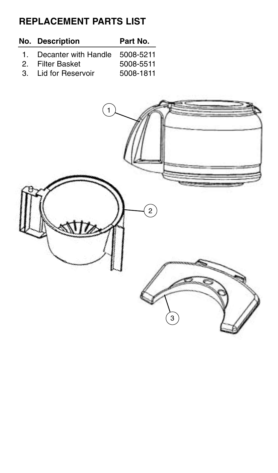 Replacement parts list | Coleman 5008-700 User Manual | Page 4 / 5