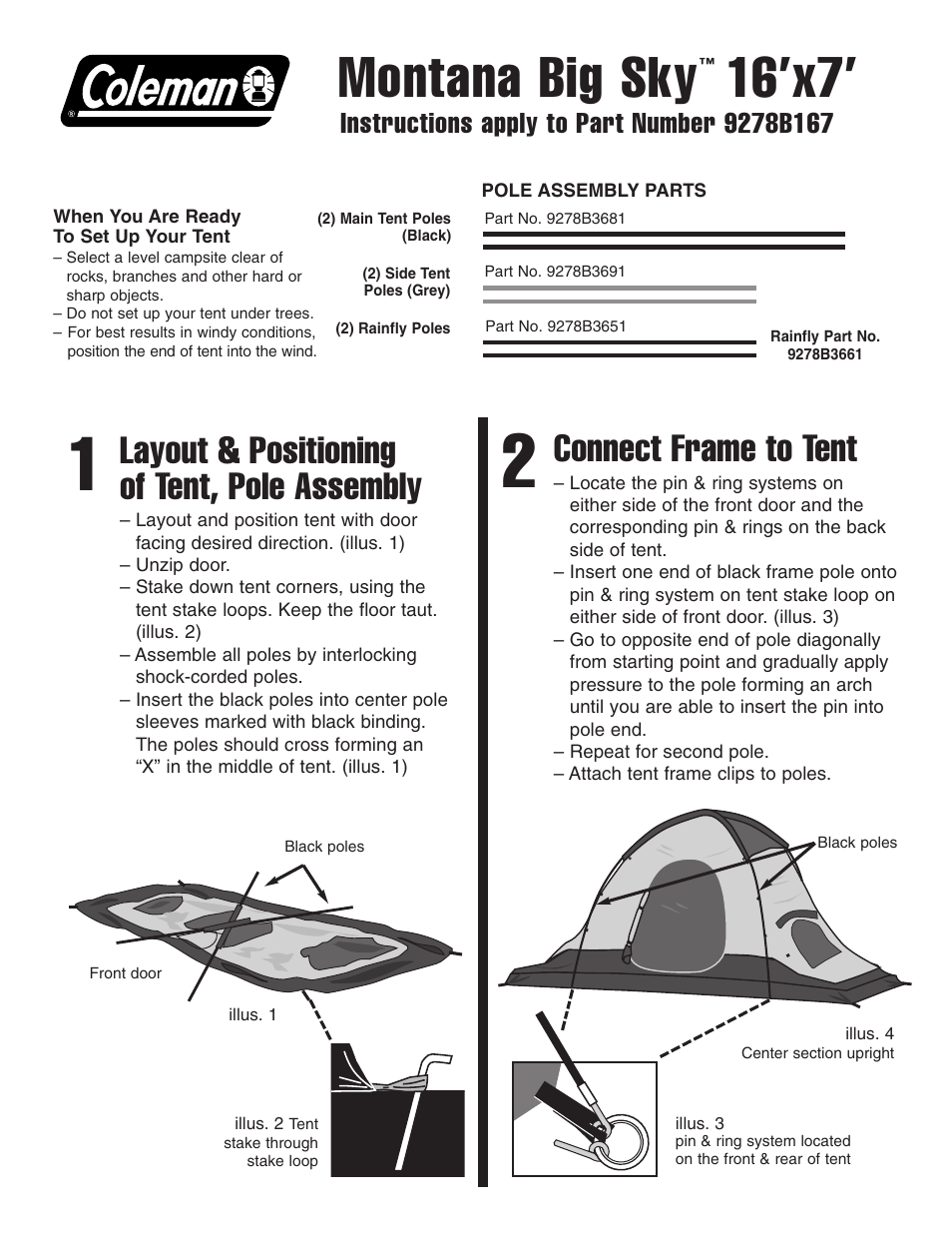 Coleman Montana Big Sky User Manual | 2 pages