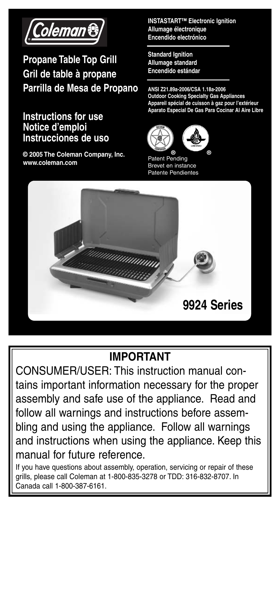 Coleman 9924 Series User Manual | 28 pages