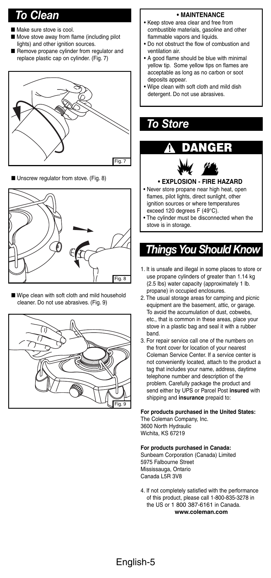 Things you should know, Danger, English-5 | Coleman 5453A User Manual | Page 6 / 24