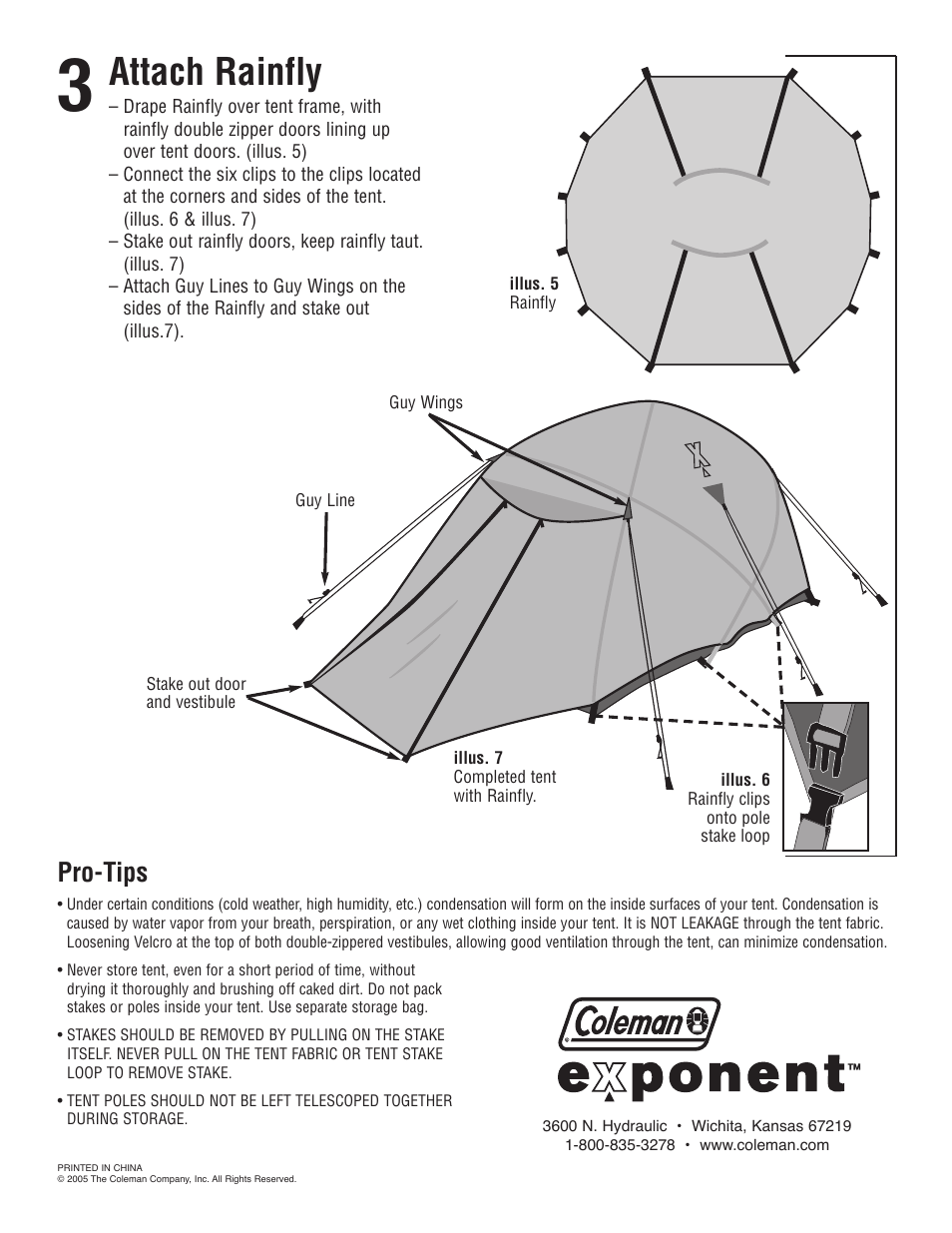 Attach rainfly, Pro-tips | Coleman KRYPTON 2 9870-240 User Manual | Page 2 / 2