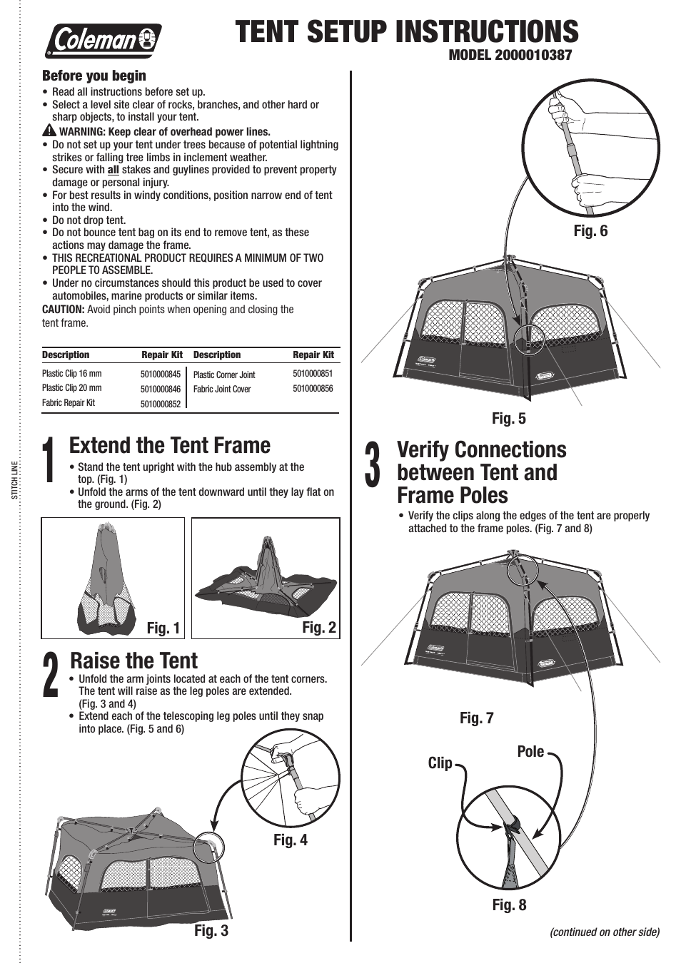 Coleman 2000010387 User Manual | 2 pages