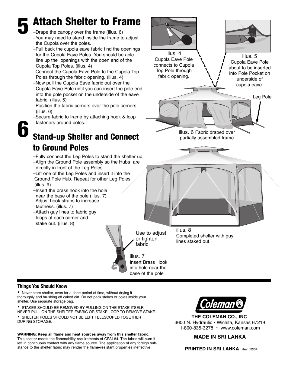 Attach shelter to frame, Stand-up shelter and connect to ground poles | Coleman Garden Gazebo 14'x12' User Manual | Page 2 / 2