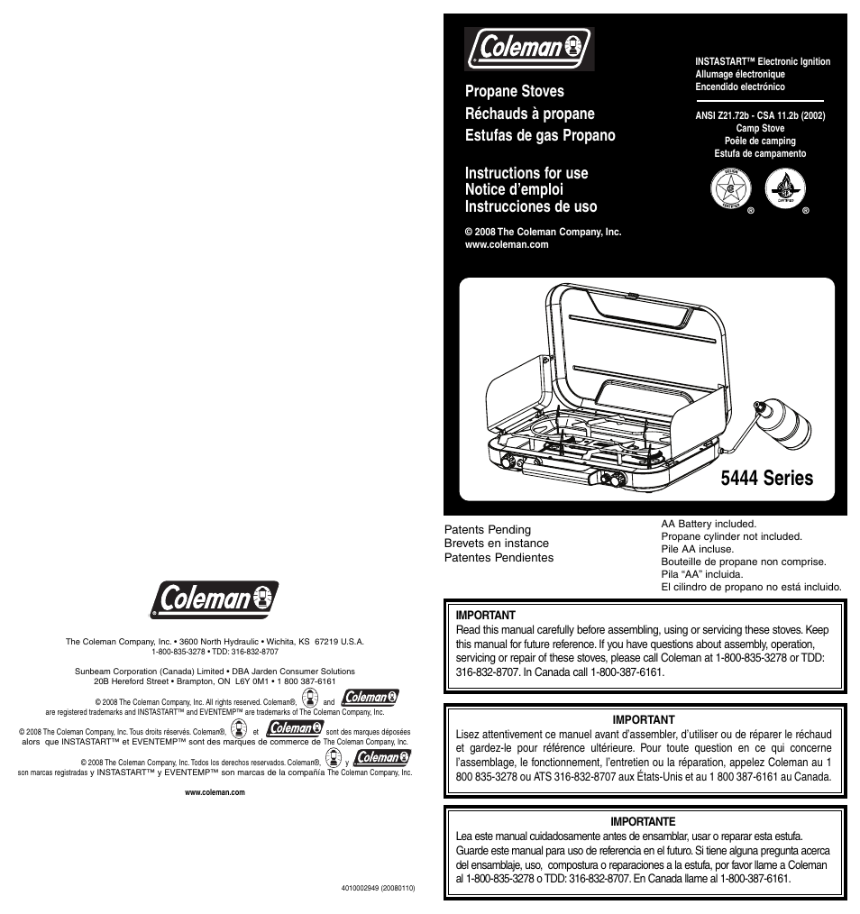 Coleman 4010002949 User Manual | 14 pages