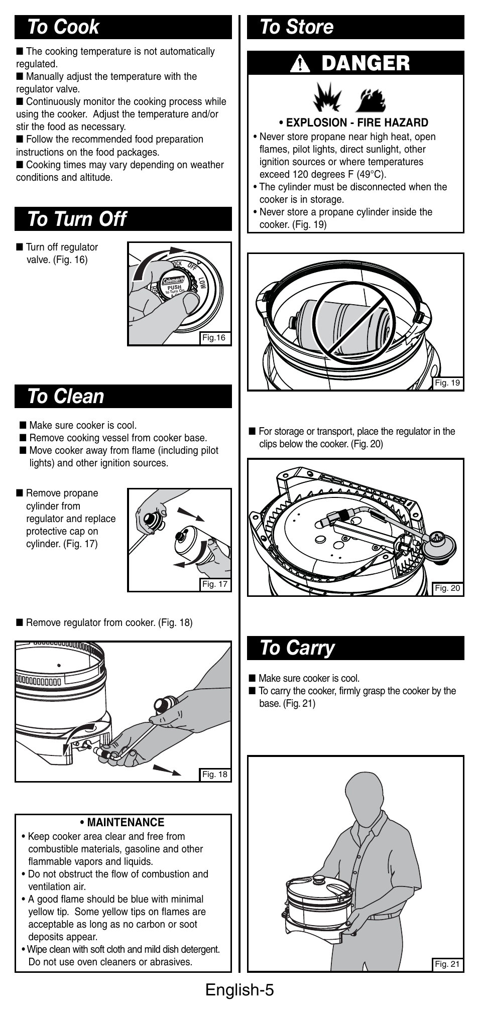 Danger, English-5 | Coleman 9935 User Manual | Page 6 / 28