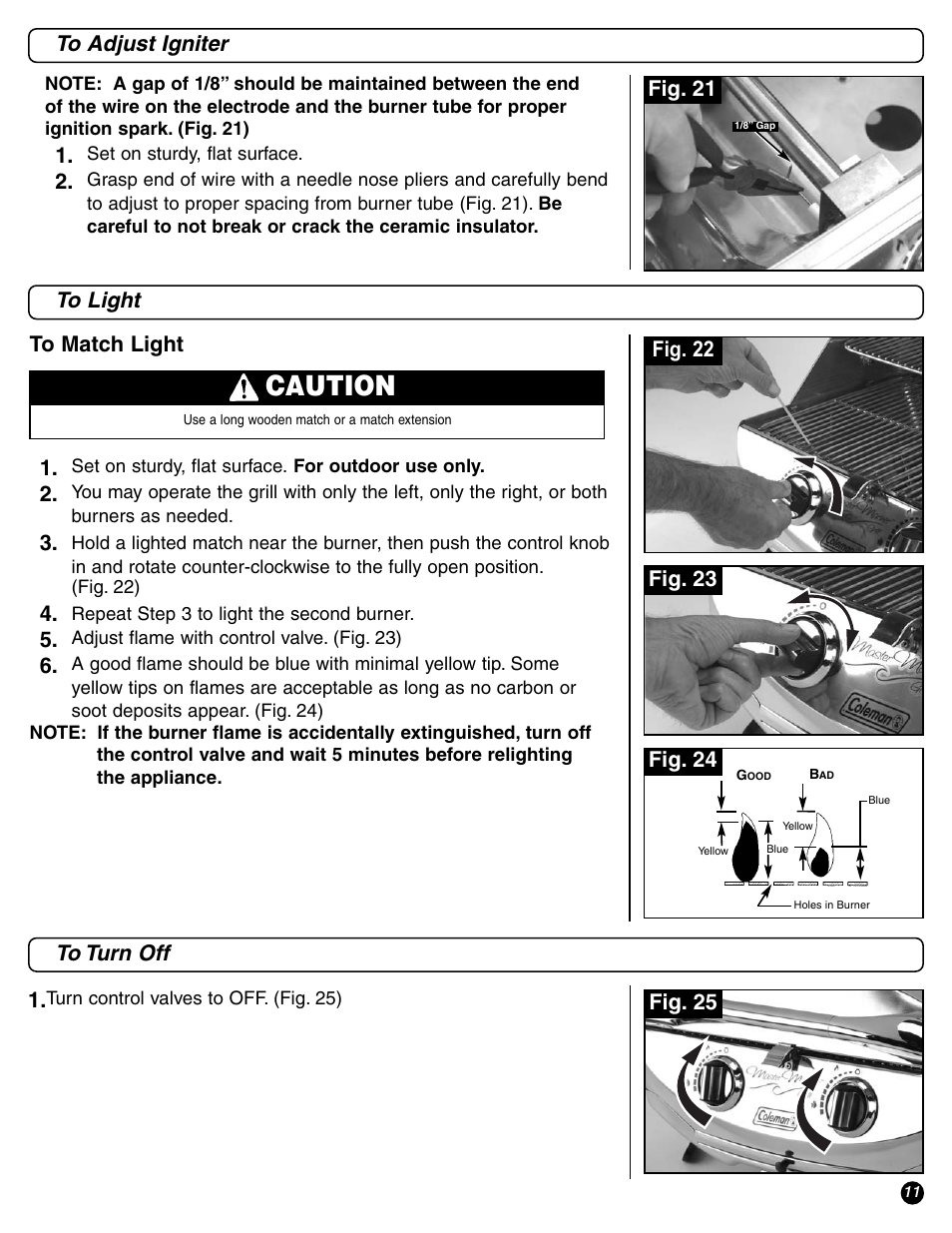 Caution | Coleman 9972 Series User Manual | Page 11 / 16