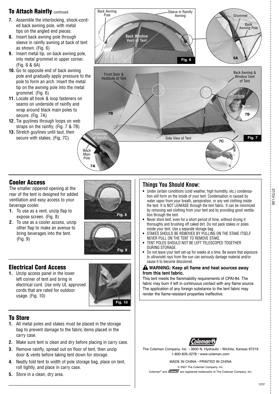 Things you should know, Electrical cord access, Cooler access | Coleman Ciqala 2000001200 User Manual | Page 2 / 2