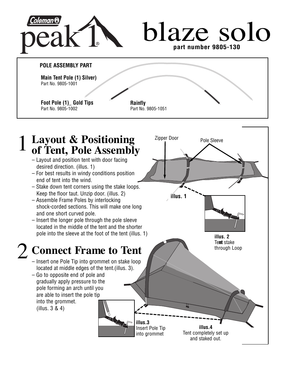 Coleman Tent 9805-130 User Manual | 2 pages