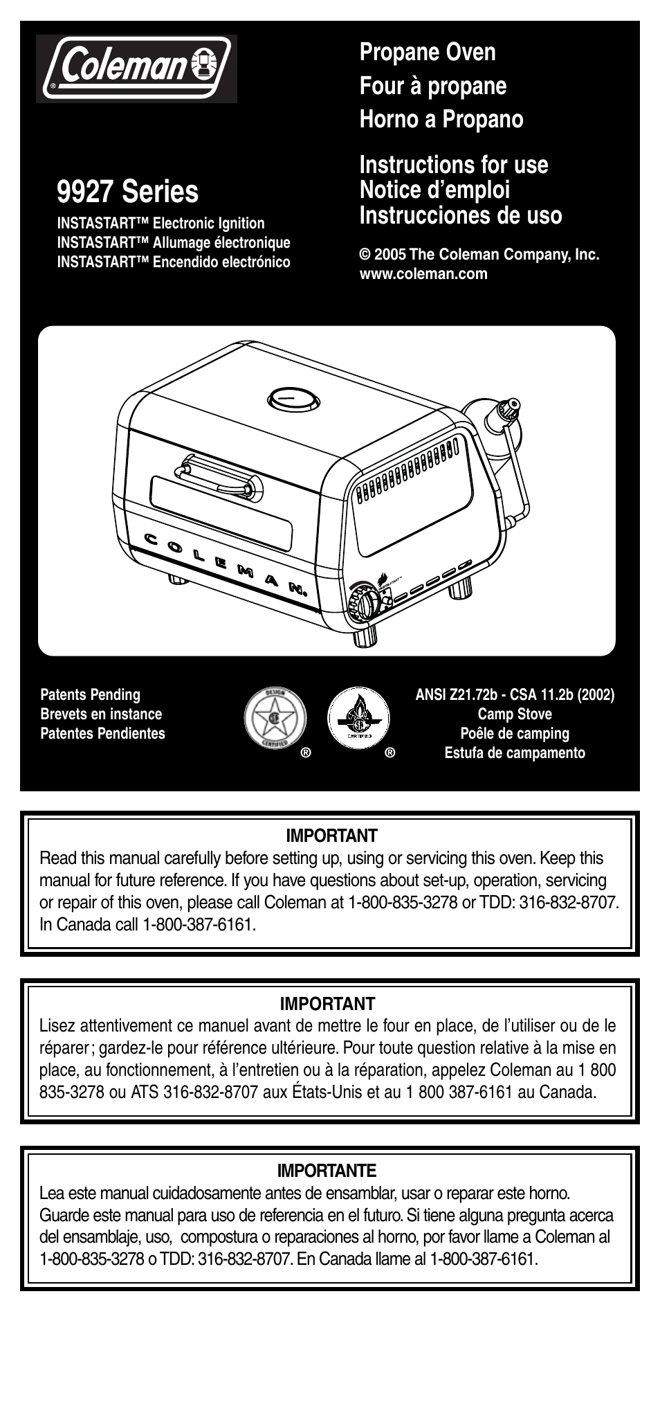 Coleman 9927 User Manual | 28 pages