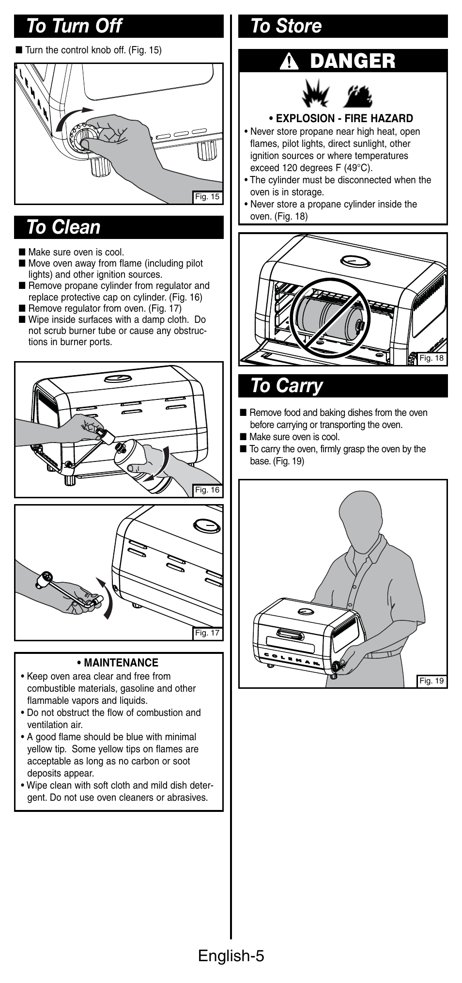 Danger, English-5 | Coleman 9927 User Manual | Page 6 / 28