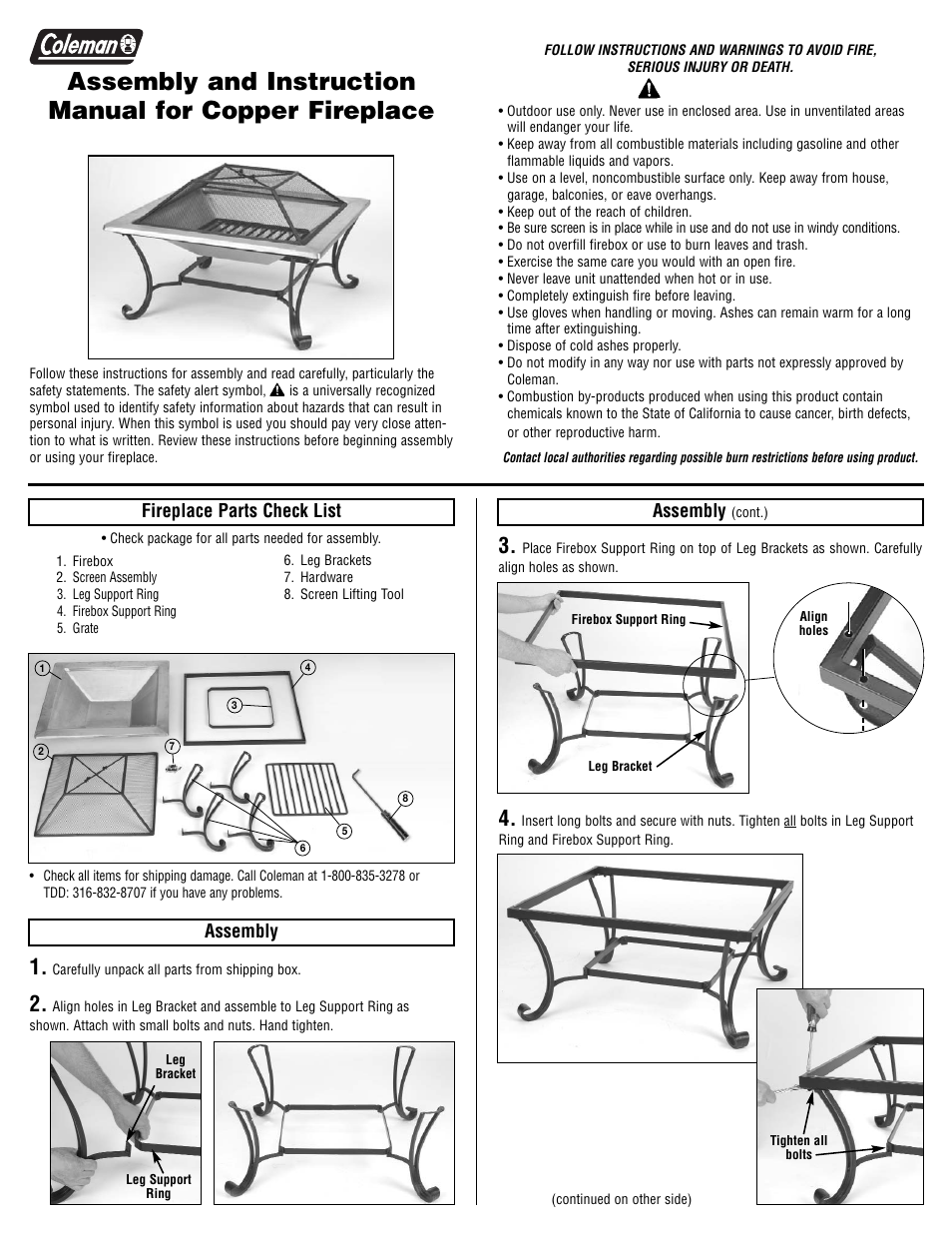 Coleman 5059-720 User Manual | 2 pages