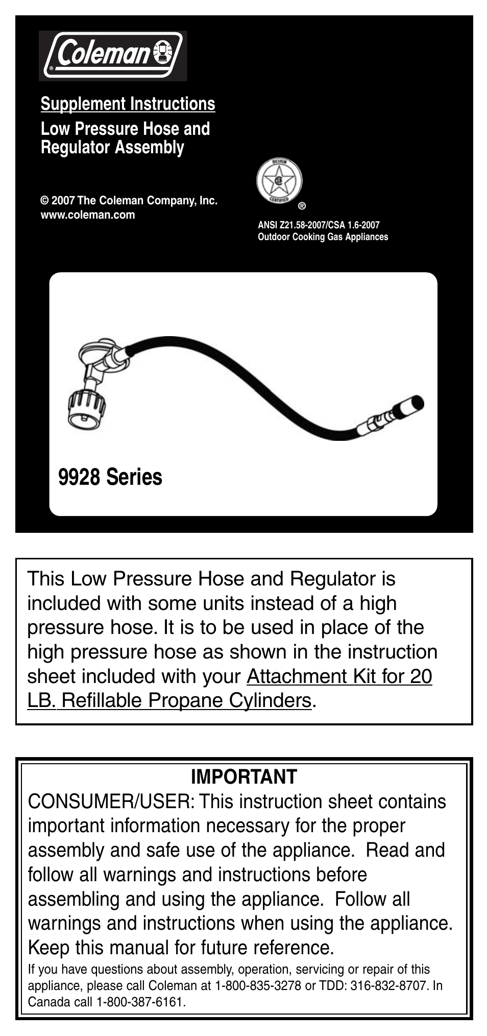 Coleman 9928 User Manual | 4 pages