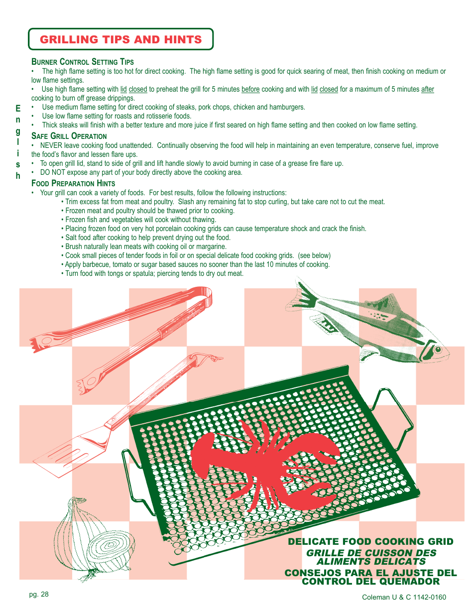 Grilling tips and hints | Coleman Gas Barbecue User Manual | Page 28 / 44