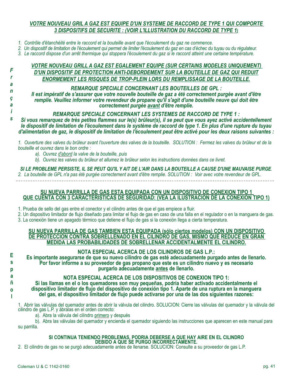 Coleman Gas Barbecue User Manual | Page 41 / 44