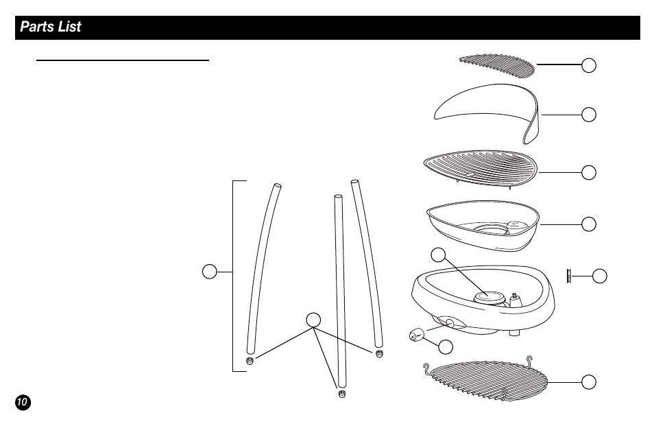 Parts list | Coleman 9946 Series User Manual | Page 10 / 12