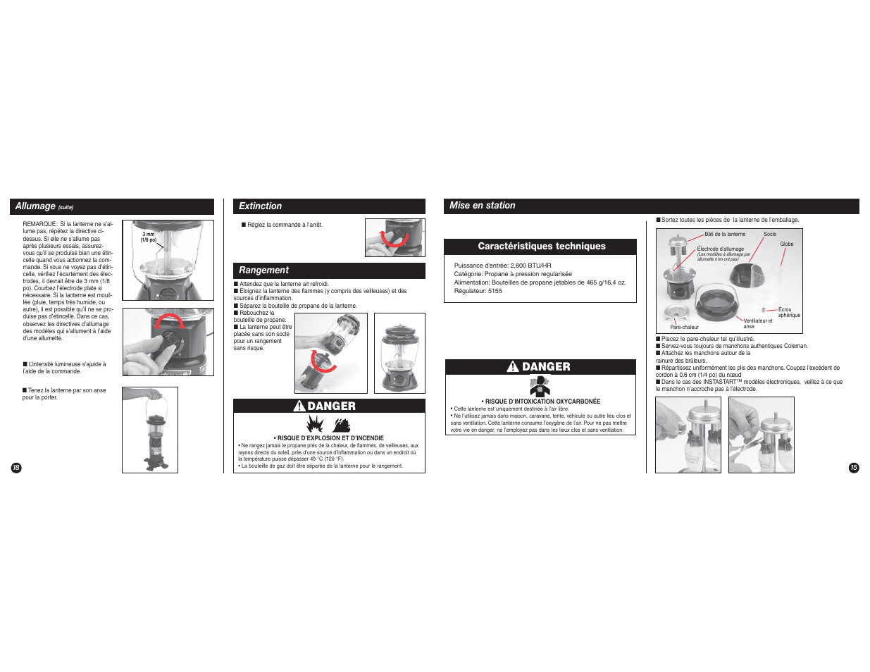 Danger | Coleman 5155B User Manual | Page 15 / 16