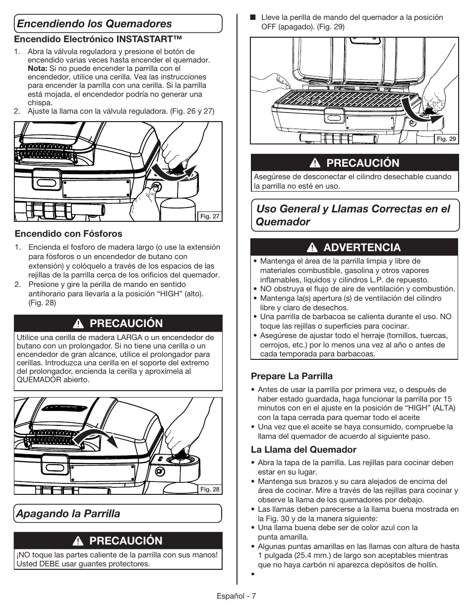 Precaución, Advertencia | Coleman 9955 User Manual | Page 38 / 44